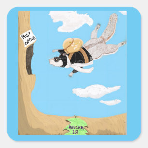 Ziggy Flying Squirrel 🐿️ Delivers The Mail Square Sticker