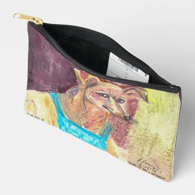 "Ziggy The Dog in Overalls" Accessory Pouch (Open)