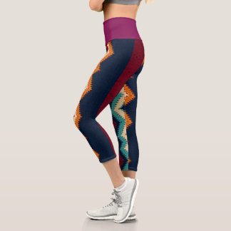 zigzag Art Capri Leggings