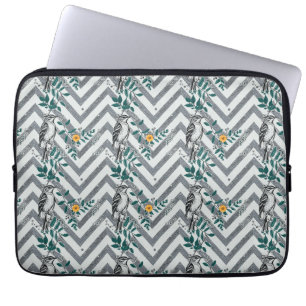Zigzag Bird & Flower Pattern Laptop Sleeve