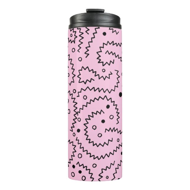 Zigzag Black lines and pink pattern  Thermal Tumbler (Front)