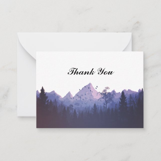 Zigzag Blue Mountain Thank You Cards (Front)