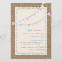 Zigzag Bunting Gender Reveal Party Invitation