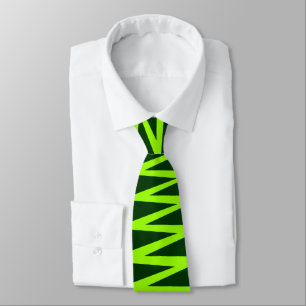 Zigzag - Chartreuse Green on Dark Green 003300 Tie