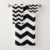 Zigzag Chevron Black And White Bath Towel Set