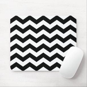 Zigzag Chevron Black And White Mouse Mat