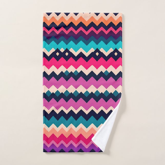 Zigzag Chevron Colourful Pattern Design Hand Towel (Hand Towel)