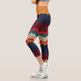 zigzag chevron designs capri leggings