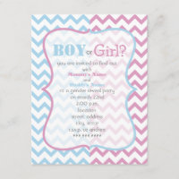 Zigzag Chevron Gender Reveal Party Invitation