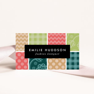 Zigzag, Chevron, Gingham, Polka Dots, Patchwork Business Card