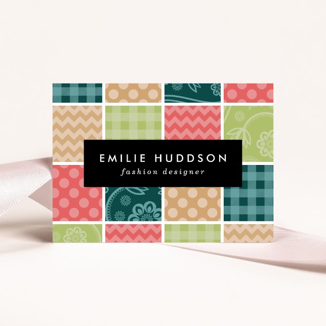 Zigzag, Chevron, Gingham, Polka Dots, Patchwork Business Card (Creator Uploaded)