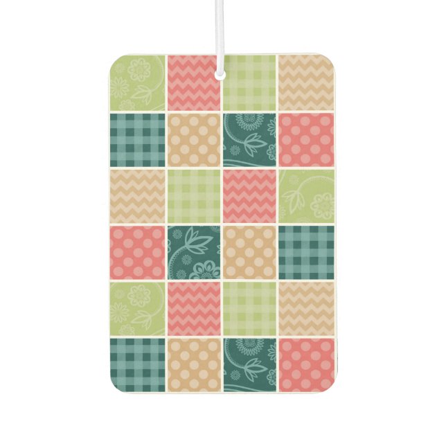 Zigzag, Chevron, Gingham, Polka Dots, Patchwork Car Air Freshener (Front)