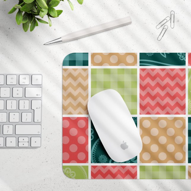 Zigzag, Chevron, Gingham, Polka Dots, Patchwork Mouse Mat (Creator Uploaded)