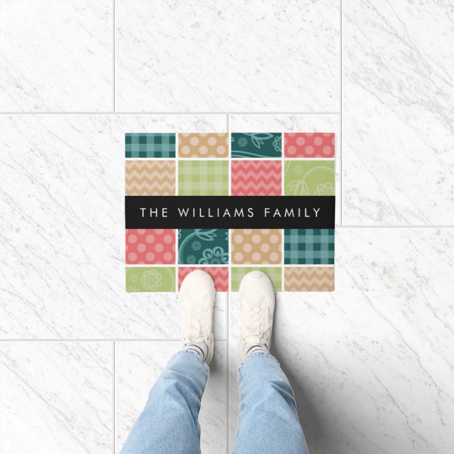 Zigzag, Chevron, Gingham, Polka Dots, Your Name Doormat (Indoor)
