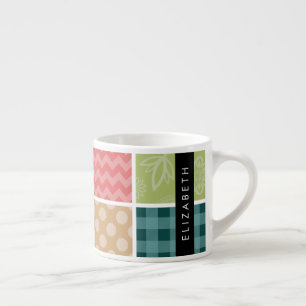 Zigzag, Chevron, Gingham, Polka Dots, Your Name Espresso Cup