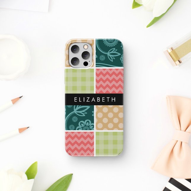 Zigzag, Chevron, Gingham, Polka Dots, Your Name iPhone 16 Case (Creator Uploaded)