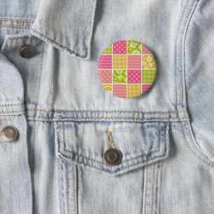 Zigzag, Chevron, Polka Dots, Gingham, Patchwork 6 Cm Round Badge