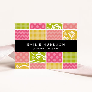 Zigzag, Chevron, Polka Dots, Gingham, Patchwork Business Card