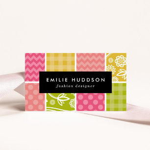 Zigzag, Chevron, Polka Dots, Gingham, Patchwork Business Card