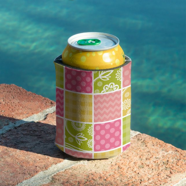 Zigzag, Chevron, Polka Dots, Gingham, Patchwork Can Cooler (In Situ Pool)