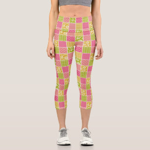 Zigzag, Chevron, Polka Dots, Gingham, Patchwork Capri Leggings