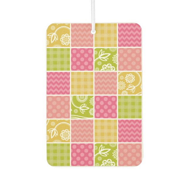 Zigzag, Chevron, Polka Dots, Gingham, Patchwork Car Air Freshener (Front)
