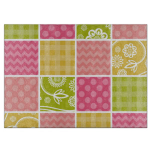 Zigzag, Chevron, Polka Dots, Gingham, Patchwork Cutting Board