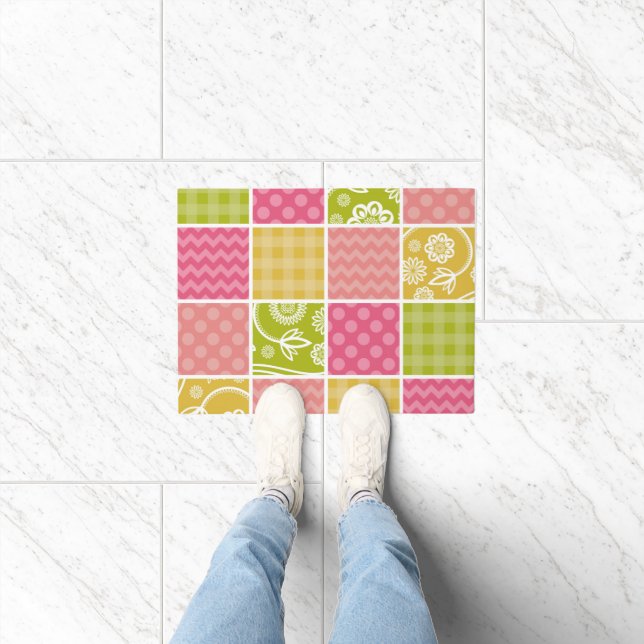 Zigzag, Chevron, Polka Dots, Gingham, Patchwork Doormat (Indoor)