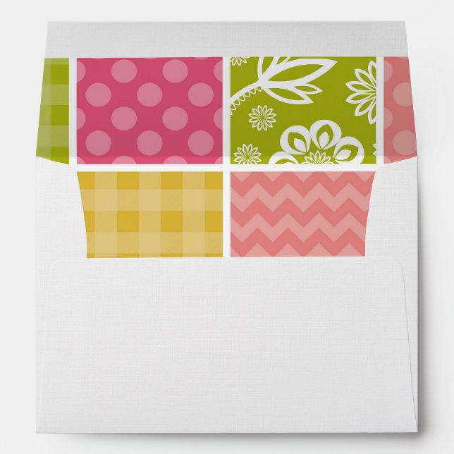 Zigzag, Chevron, Polka Dots, Gingham, Patchwork Envelope (Back (Bottom))