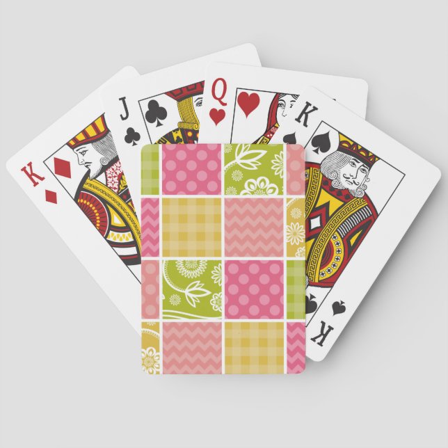 Zigzag, Chevron, Polka Dots, Gingham, Patchwork Playing Cards (Back)