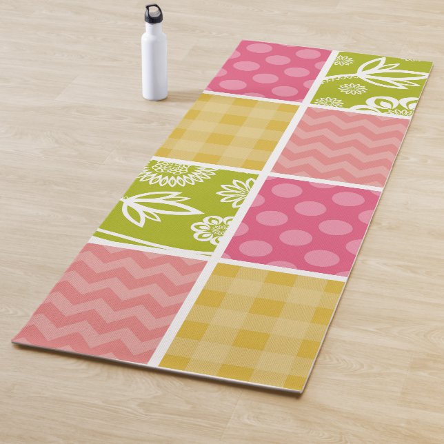 Zigzag, Chevron, Polka Dots, Gingham, Patchwork Yoga Mat (In Situ)