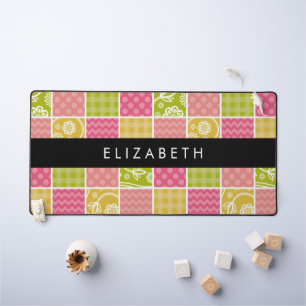 Zigzag, Chevron, Polka Dots, Gingham, Your Name Desk Mat