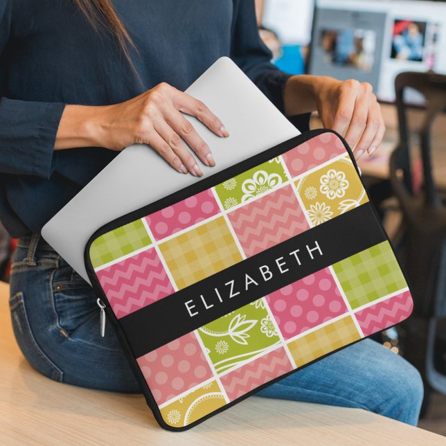 Zigzag, Chevron, Polka Dots, Gingham, Your Name Laptop Sleeve (Creator Uploaded)