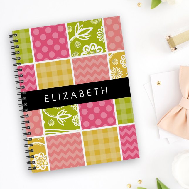 Zigzag, Chevron, Polka Dots, Gingham, Your Name Notebook (Creator Uploaded)