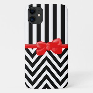 Zigzag, Chevron, Stripes, Black and White iPhone 11 Case