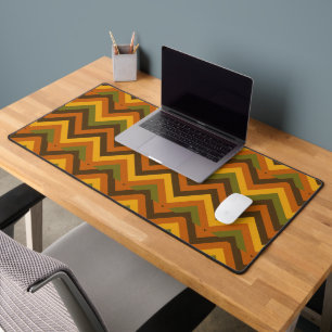 Zigzag Chevron Stripes - Bold 70s Geometric Desk Mat