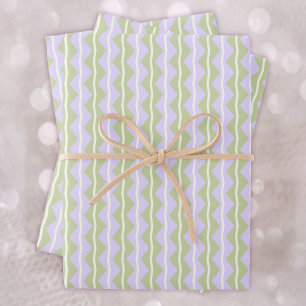 Zigzag Chevron Stripes-Purple,Green and pale Ivory Wrapping Paper Sheet