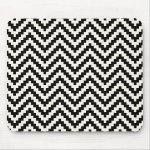 Zigzag Chevron Vertical Stripe in Black Mouse Mat