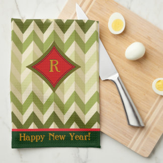 Zigzag Christmas Tree - Monogrammed Tea Towel