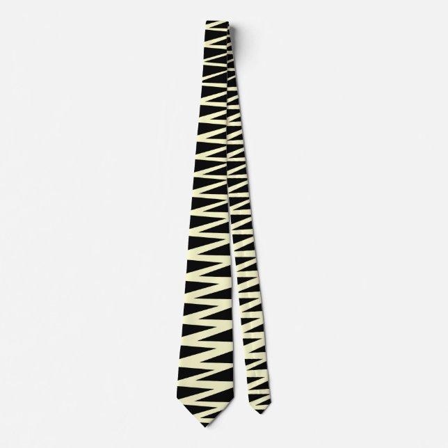 Zigzag - Cream on Black Tie (Front)