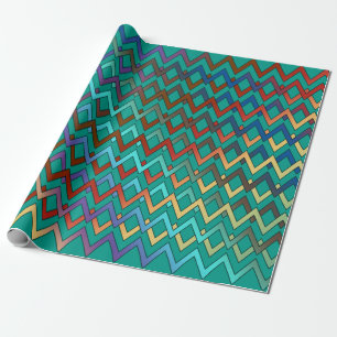 ZIGZAG diamonds - coloured + your backgr. & ideas Wrapping Paper