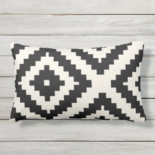 Zigzag Geometric Pattern Black and Cream Lumbar Cushion