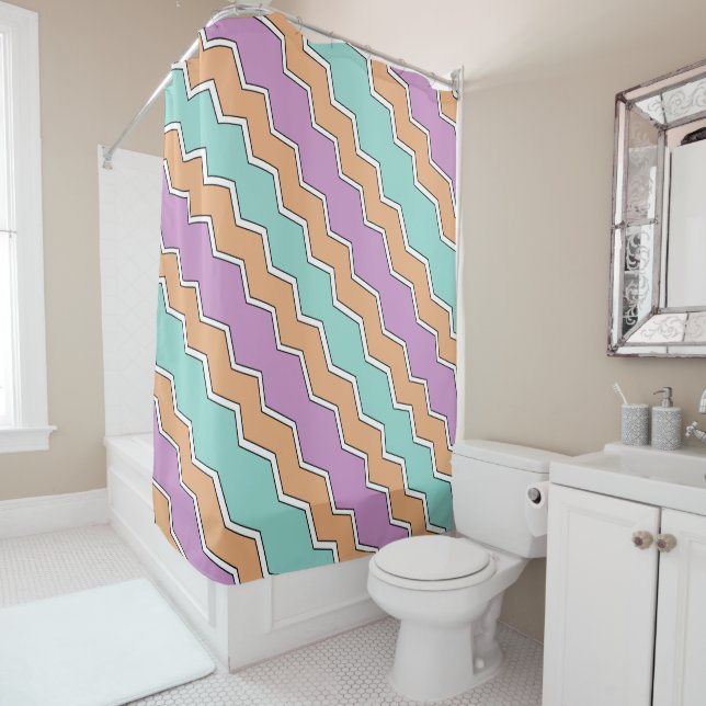 ZigZag Geometric Pattern Shower Curtain (In Situ)
