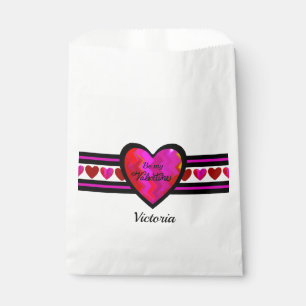 ZigZag Heart  Lined Design Texted Favour Bags