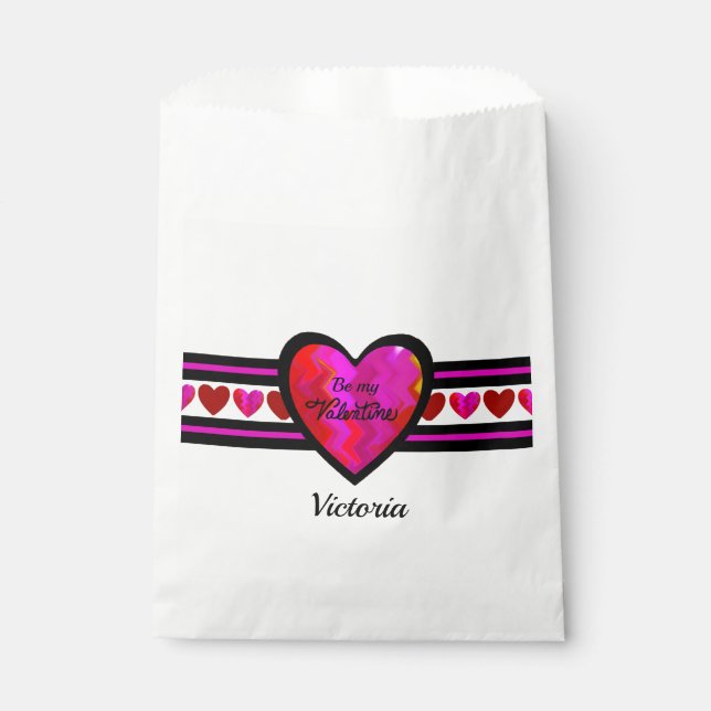 ZigZag Heart  Lined Design Texted Favour Bags (Front)
