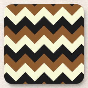 Zigzag I - Black, Yellow and Brown Coaster