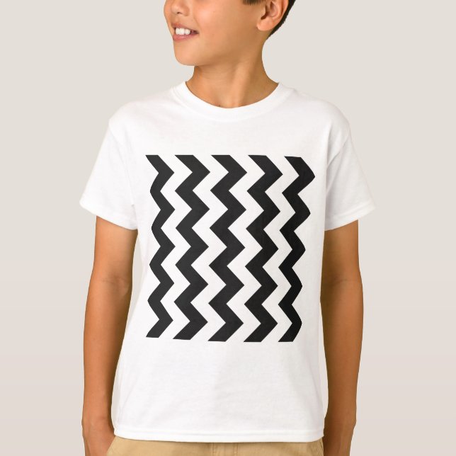 Zigzag I - White and Dark Grey T-Shirt (Front)