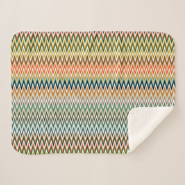 Zigzag Multicolor Pattern Sherpa Blanket (Front (Horizontal))