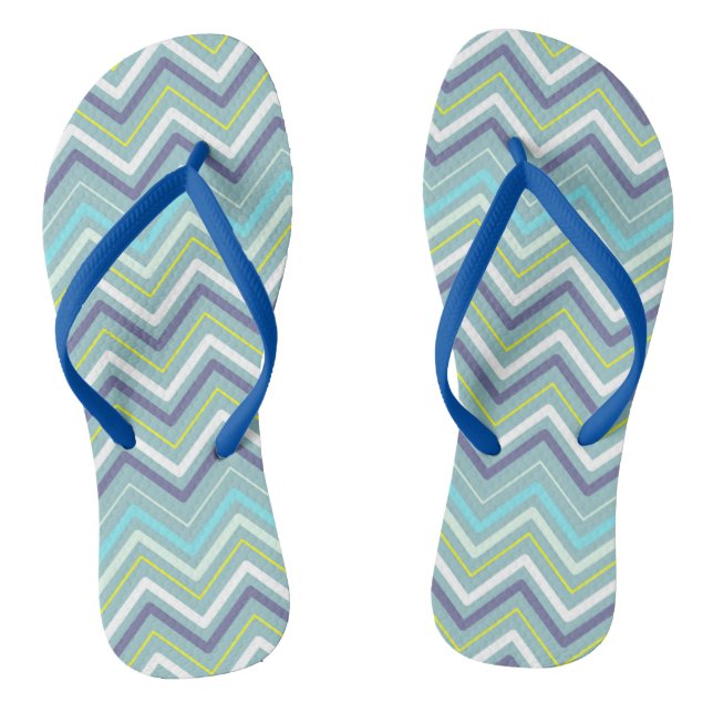 Zigzag MultiColors Blue Flip Flops (Footbed)