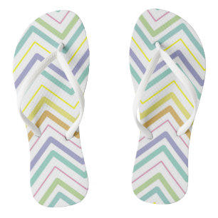 Zigzag MultiColors White Flip Flops